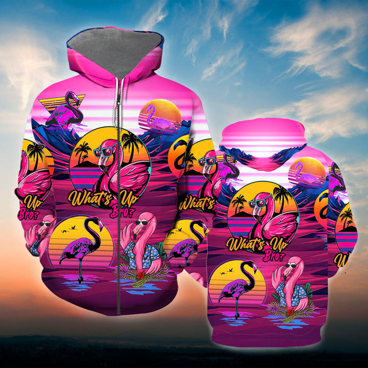 Retro Tropical Flamingo 3D All Over Print | Unisex | Adult | HP1569-Zip Hoodie-Gerbera Prints.