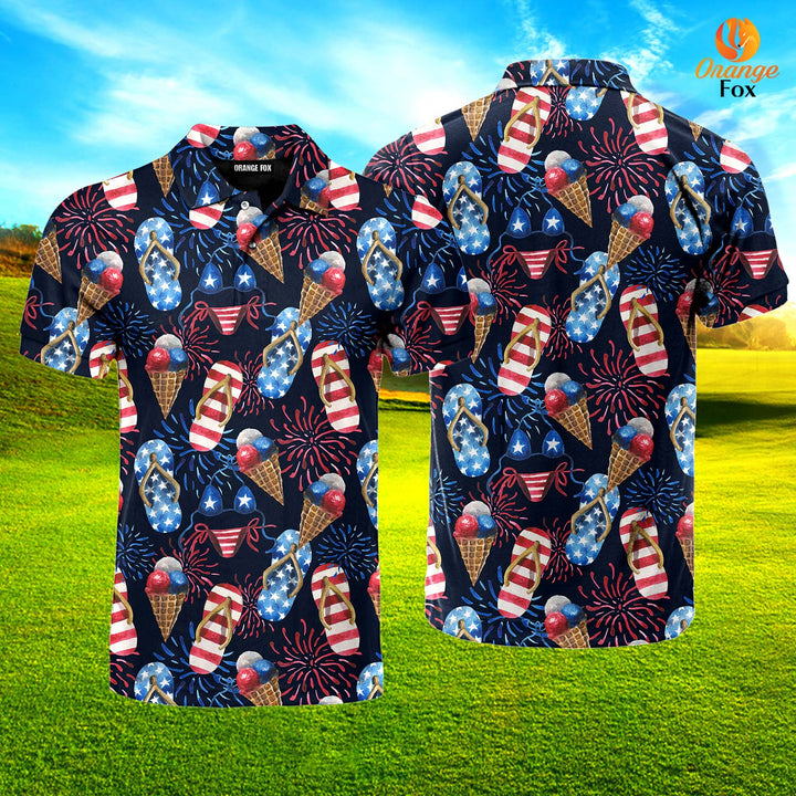 4th Of Day Beach Slippers Fireworks Polo Shirt For Men