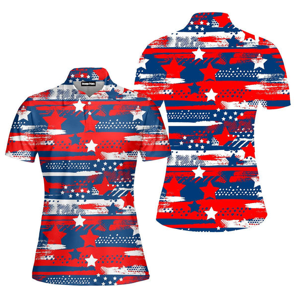 4th Of July Independence Day American Summer Patriotic Polo Shirt For Women