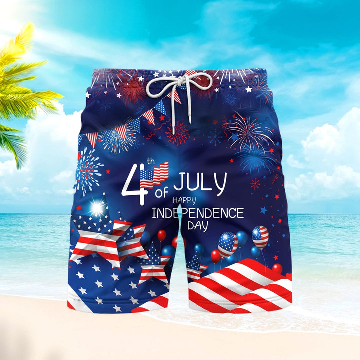 4th Of July US Independence Day Patriotic Beach Shorts For Men