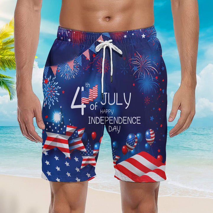 4th Of July US Independence Day Patriotic Beach Shorts For Men