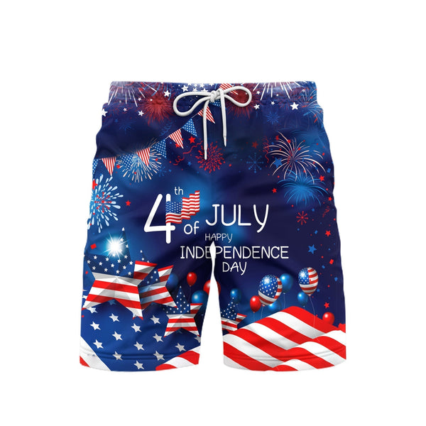 4th Of July US Independence Day Patriotic Beach Shorts For Men