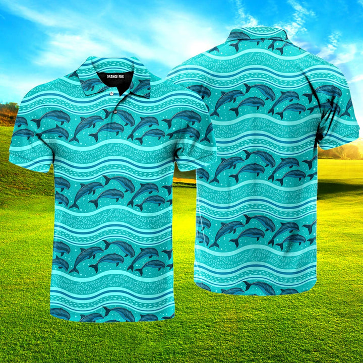 A Flock Of Dolphins In The Sea Pattern Polo Shirt For Men