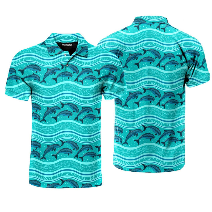 A Flock Of Dolphins In The Sea Pattern Polo Shirt For Men