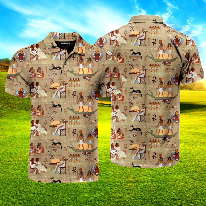 Acient Egyptian Pattern Polo Shirt For Men