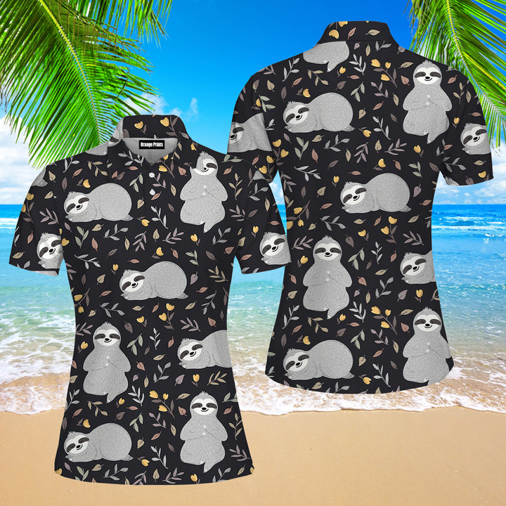 Adorable Sloths Sleeping In The Forest Polo Shirt For Women