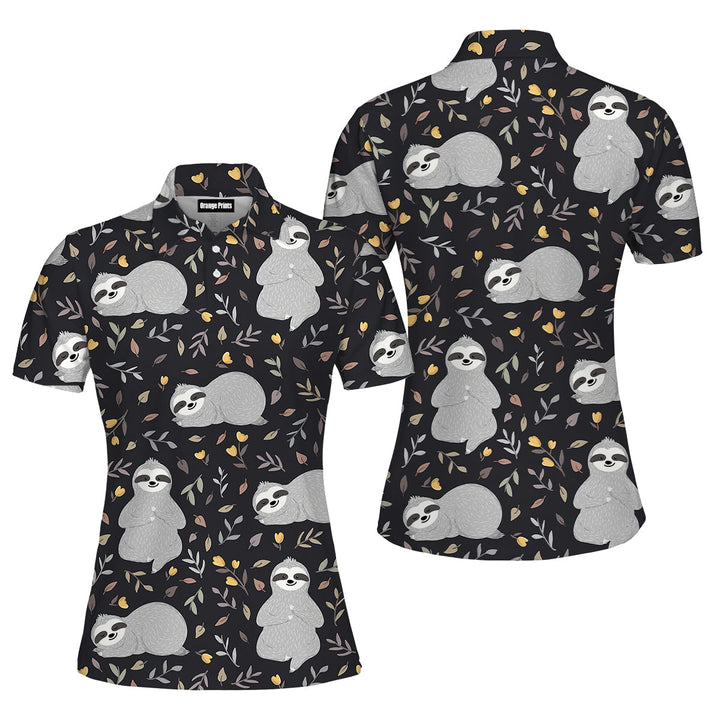 Adorable Sloths Sleeping In The Forest Polo Shirt For Women