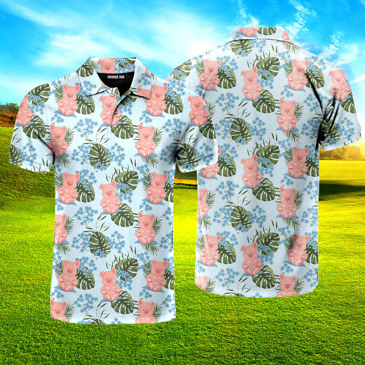 Aesthetic Tropical Pig Polo Shirt For Men