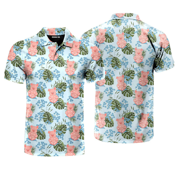 Aesthetic Tropical Pig Polo Shirt For Men