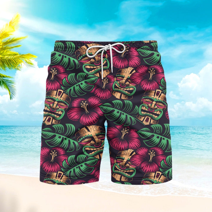 Aku Aku Mascaras Tiki Mask Beach Shorts For Men