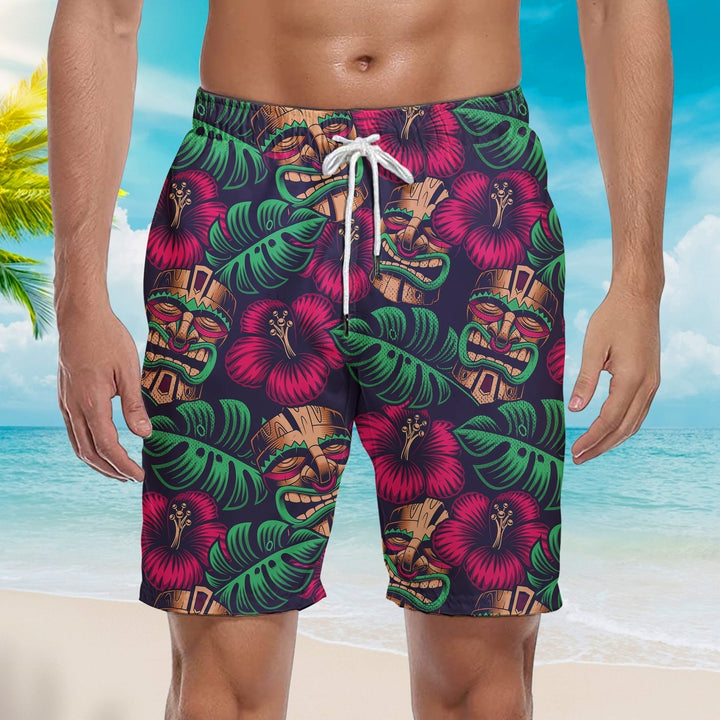 Aku Aku Mascaras Tiki Mask Beach Shorts For Men