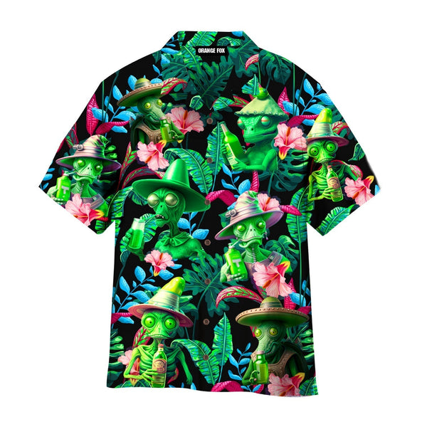 Alien Drinking Wine Hawaiian Shirt For Men & Women