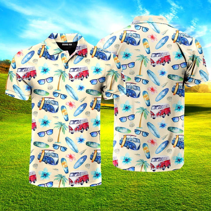 Aloha Adventure To The Beach Polo Shirt For Men