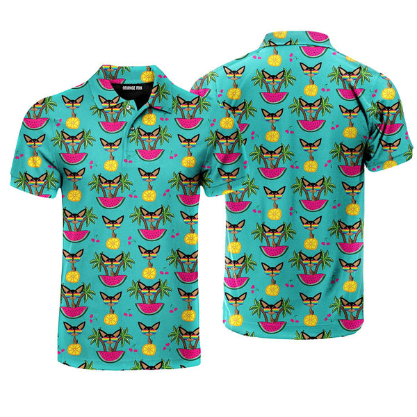 Aloha Chihuahua On Tropical Island Polo Shirt For Men