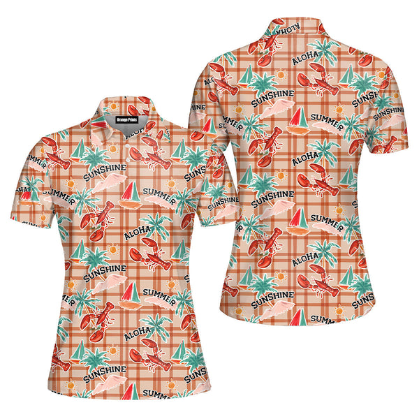 Aloha Summer Lobster To Sunshine Polo Shirt For Women