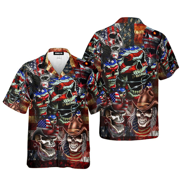 America Skull Independence Day 4th Of July Patriotic Hawaiian Shirt For Men & Women