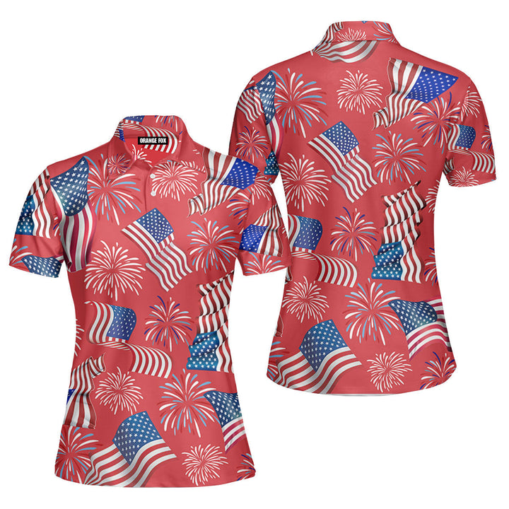 American Flag Patriot Day Polo Shirt For Women