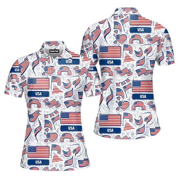 American Flag Polo Shirt For Women