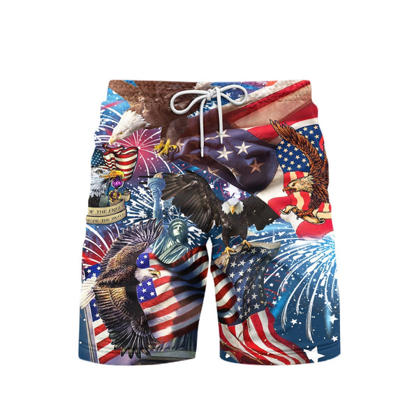 American Patriotic Eagle Memorial Day Beach Shorts For Men