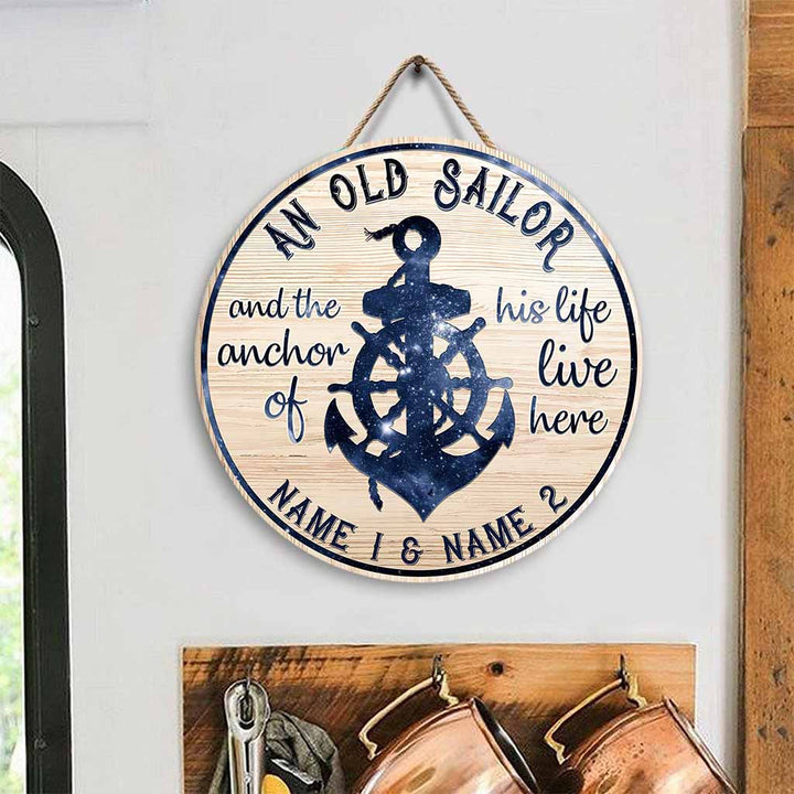 An Old Sailor Custom Round Wood Sign | Home Decoration | Waterproof | WN1394-Gerbera Prints.