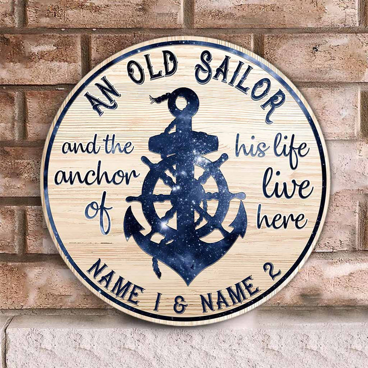 An Old Sailor Custom Round Wood Sign | Home Decoration | Waterproof | WN1394-Colorful-Gerbera Prints.