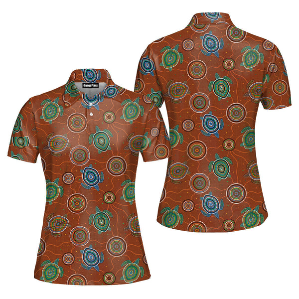 Australian Sea Turle Aboriginal Polo Shirt For Women