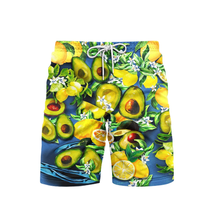 Avocado Tropical Fruits Beach Shorts For Men