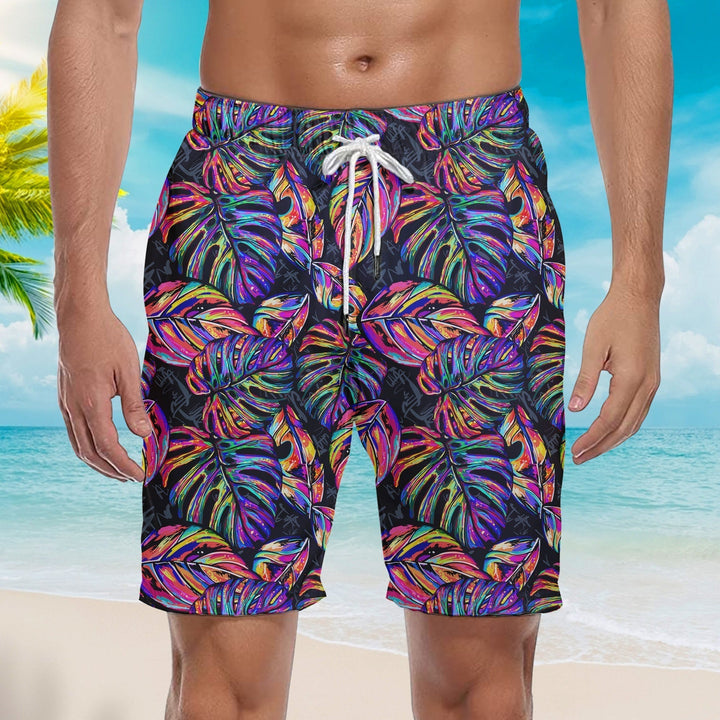 Awesome Multicolor Tropical Seamless Beach Shorts For Men