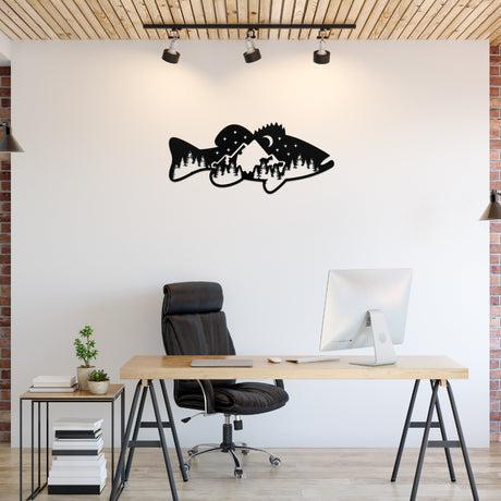 Bass Fish Design Cut Metal Sign | MS1190-Gerbera Prints.