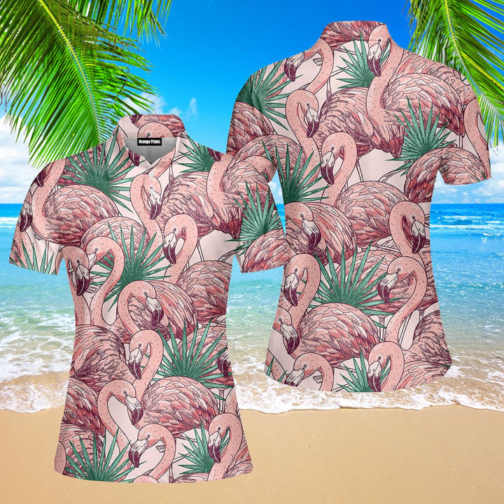 Be Fabulous Like A Flamingo Polo Shirt For Women