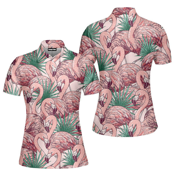 Be Fabulous Like A Flamingo Polo Shirt For Women