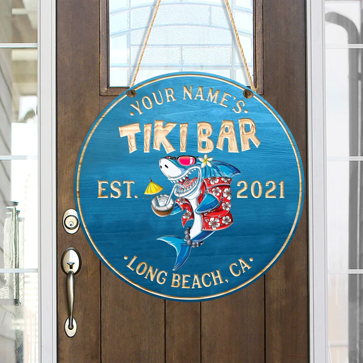 Beach Custom Round Wood Sign | Home Decoration | Waterproof | WN1376-Colorful-Gerbera Prints.