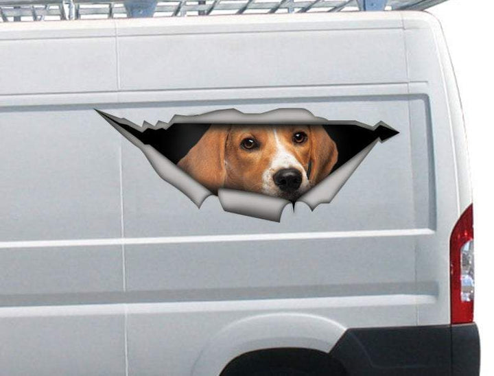 Beagle Dog Cracked Car Decal Sticker | Waterproof | PVC Vinyl | CCS1382