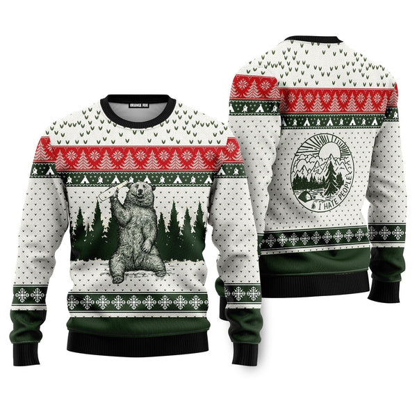 Bear I Hate People Ugly Christmas Sweater For Men & Women
