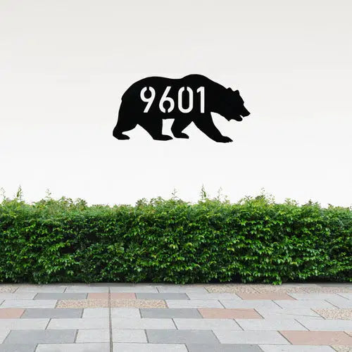 Bear Number Address Custom Name Number Laser Cut Metal Signs MN1033-Black-Gerbera Prints.