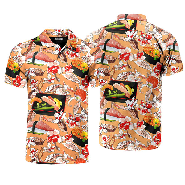 Beautiful Classic Japanese Sushi Floral Polo Shirt For Men