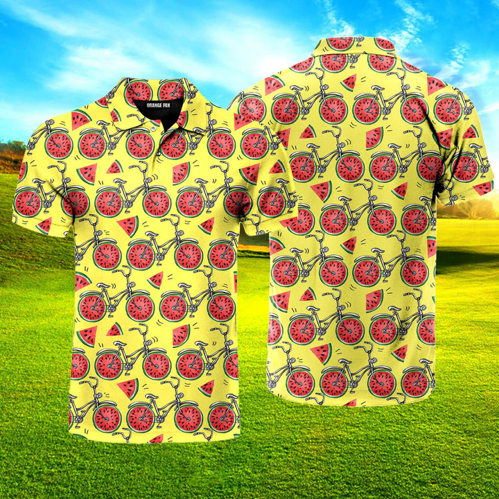 Bicycles With Watermelon Wheels Colorful Summer Polo Shirt For Men