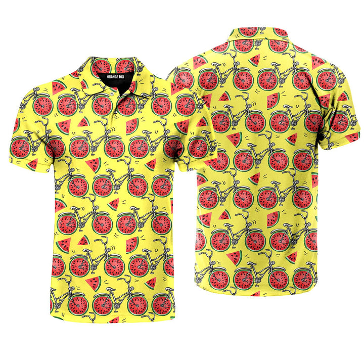 Bicycles With Watermelon Wheels Colorful Summer Polo Shirt For Men