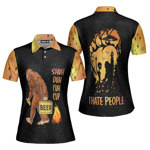 Bigfoot Camping Beer Halloween Polo Shirt For Women