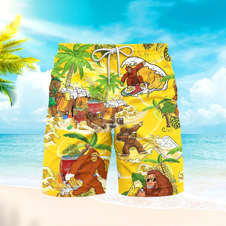 Bigfoot Summer Beer Yellow Beach Shorts For Men