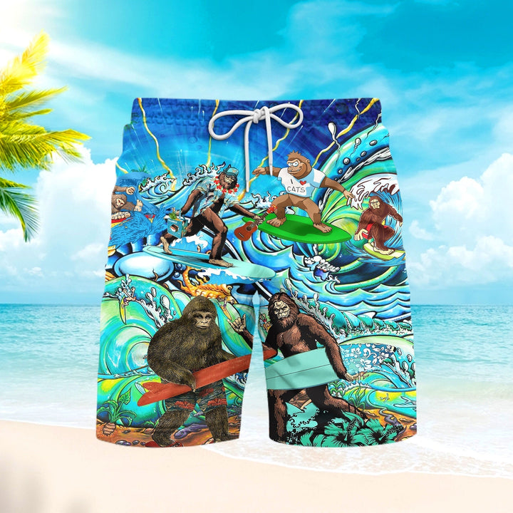 Bigfoot Surfing Aloha Beach Shorts For Men