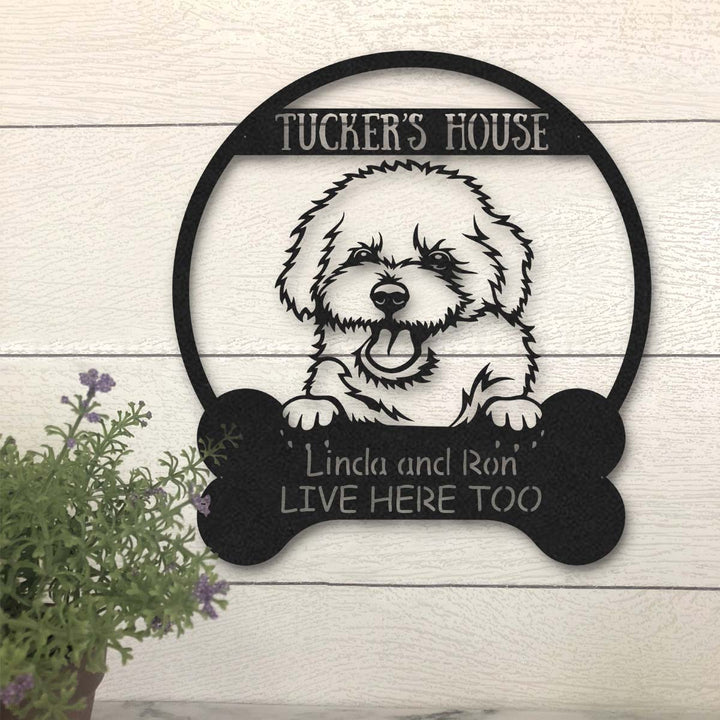 Bischon Frise Dog Lovers Funny Personalized Metal House Sign