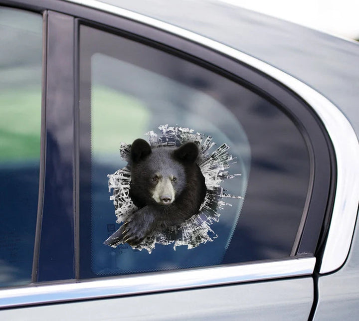 Black Bear Window Cracked Car Decal Sticker | Waterproof | PVC Vinyl | CCS2820-Gerbera Prints.