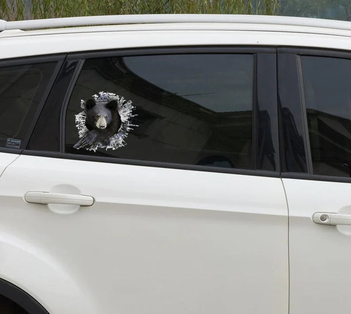 Black Bear Window Cracked Car Decal Sticker | Waterproof | PVC Vinyl | CCS2820-Gerbera Prints.