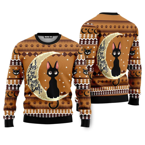 Black Cat Moon And Back Ugly Christmas Sweater For Men & Women