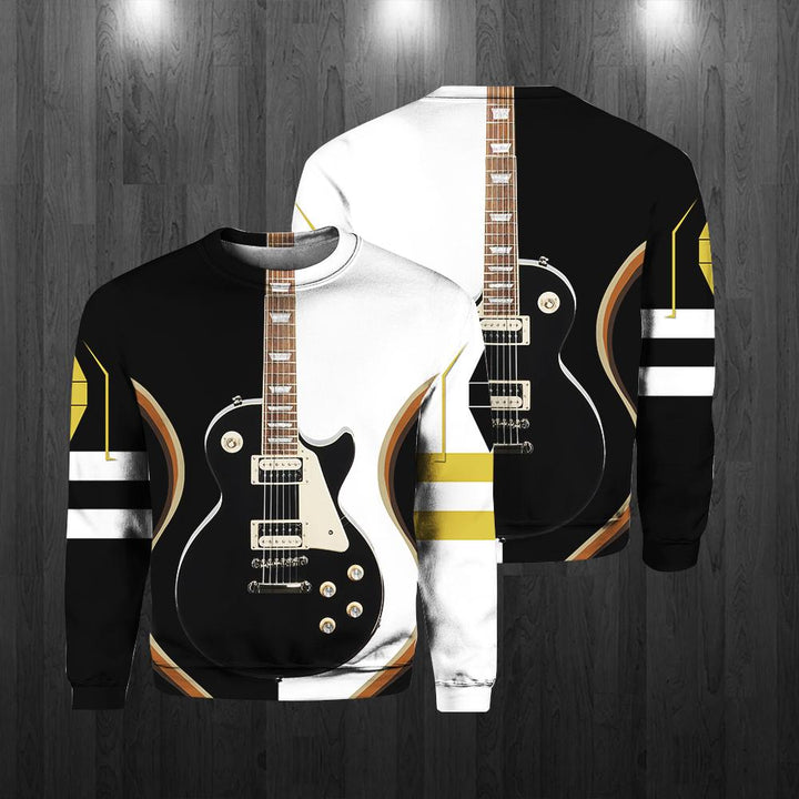 Black Electric Guitar 3D All Over Print | Unisex | Adult | HP1750-Crewneck Sweatshirt-Gerbera Prints.