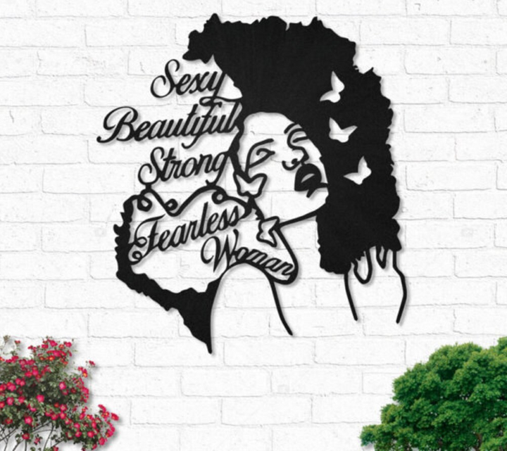 Black Girl Sexy Beautiful Strong - Metal House Sign