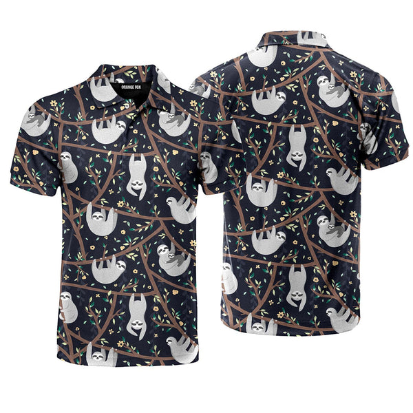 Black Lazy Sloth Polo Shirt For Men