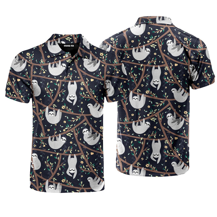 Black Lazy Sloth Polo Shirt For Men