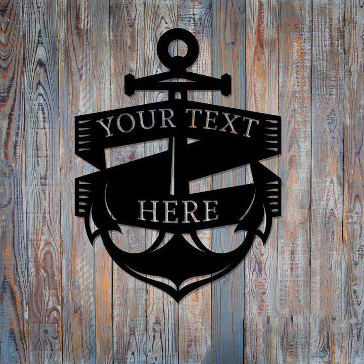 Boat Anchor Sign Wall Art Beach Custom Cut Metal Sign | MN1207-Gerbera Prints.
